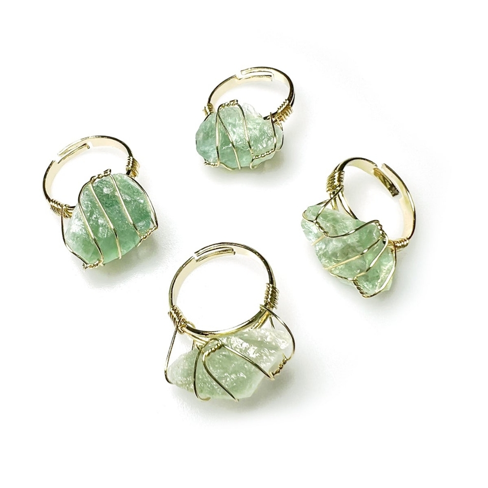 Rough Amazonite Gold Wire-Wrapped Ring - Picture 3 of 5